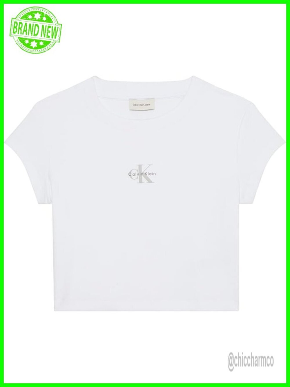Monogram Logo Ribbed Baby Tee - Short Sleeve Crewneck T-Shirt